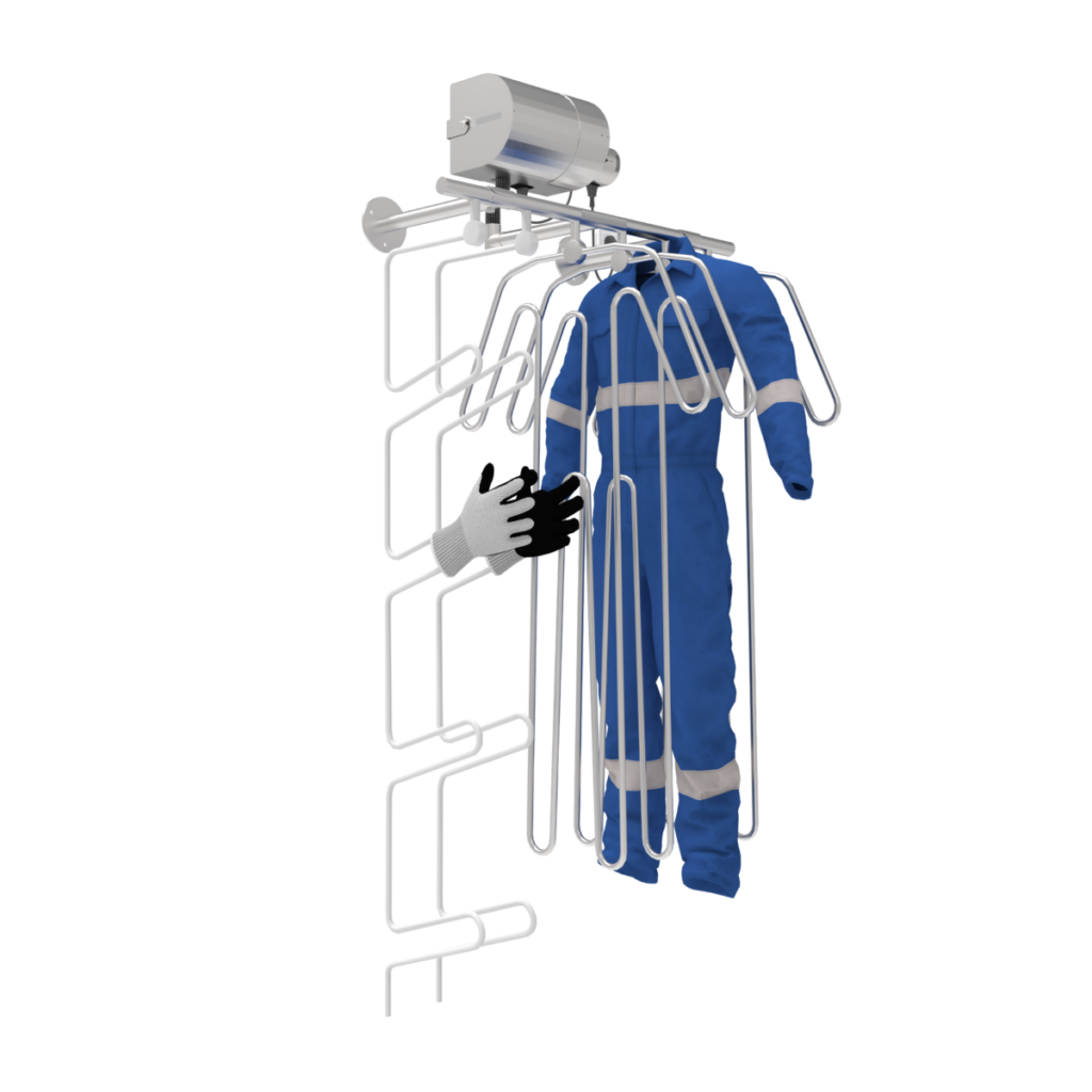 Pronomar wall mounted drying rack for coveralls and gloves